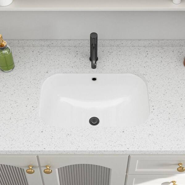 Logmey 22 in. x 15 in. Rectangular Vitreous China Undermount