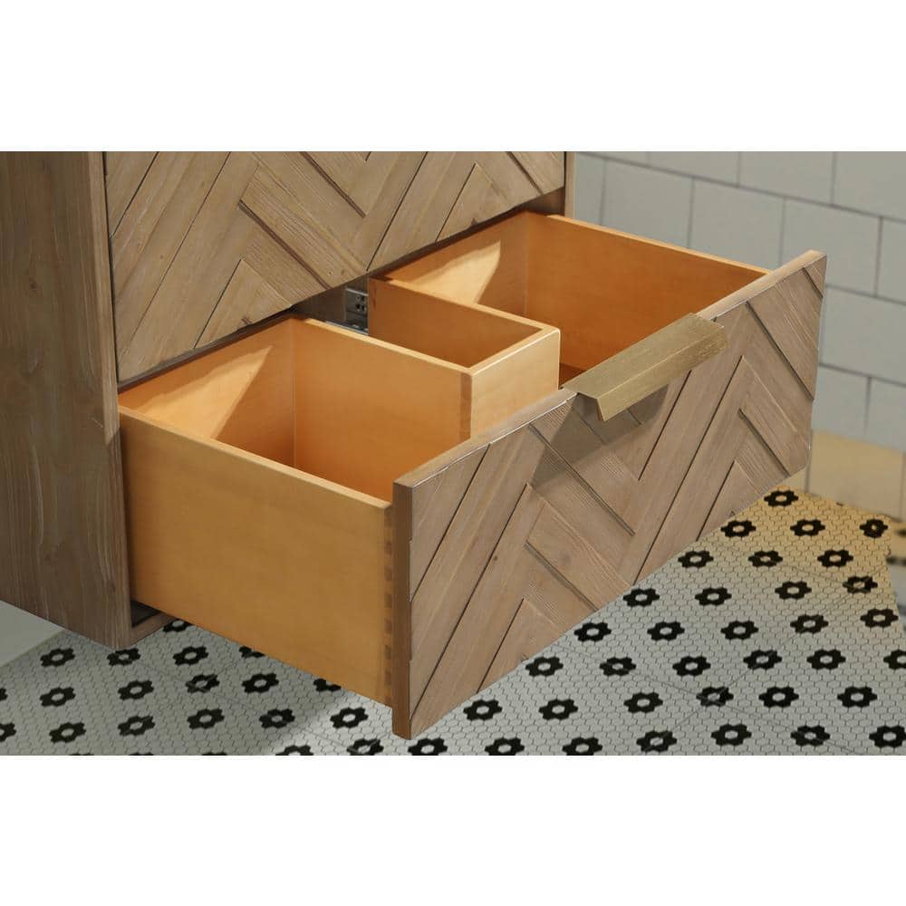 Carlsbad 30" Weathered Fir Floating Bathroom Vanity with Ceramic Top