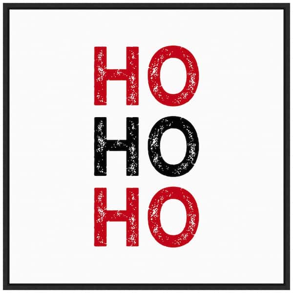 Amanti Art 22 in. Ho Ho Ho Red Black Christmas Holiday Framed Canvas Box Wall Art