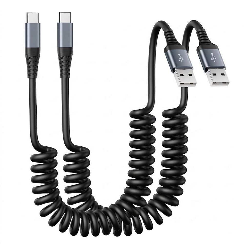 USB C Cable Fast Charging Car Charger Accessory in Black 2 Pack Coiled USB A to Type C Cord for Vehicles, 3ft price history on PriceWatchPro