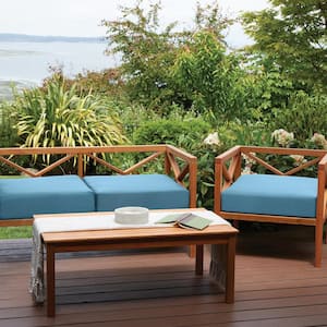 Ravenna Empire Blue 48 in. W x 18 in. D x 3 in. T Rectangular Outdoor Bench/Settee Cushion