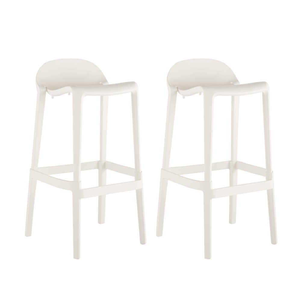 Lagoon Joyous 25" White Saddle Style Barstool, Set of 2