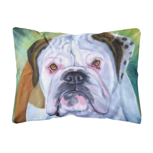 Caroline's Treasures 12 in. x 16 in. Multi-Color Lumbar Outdoor Throw Pillow Miss English Bulldog Fabric Decorative Pillow