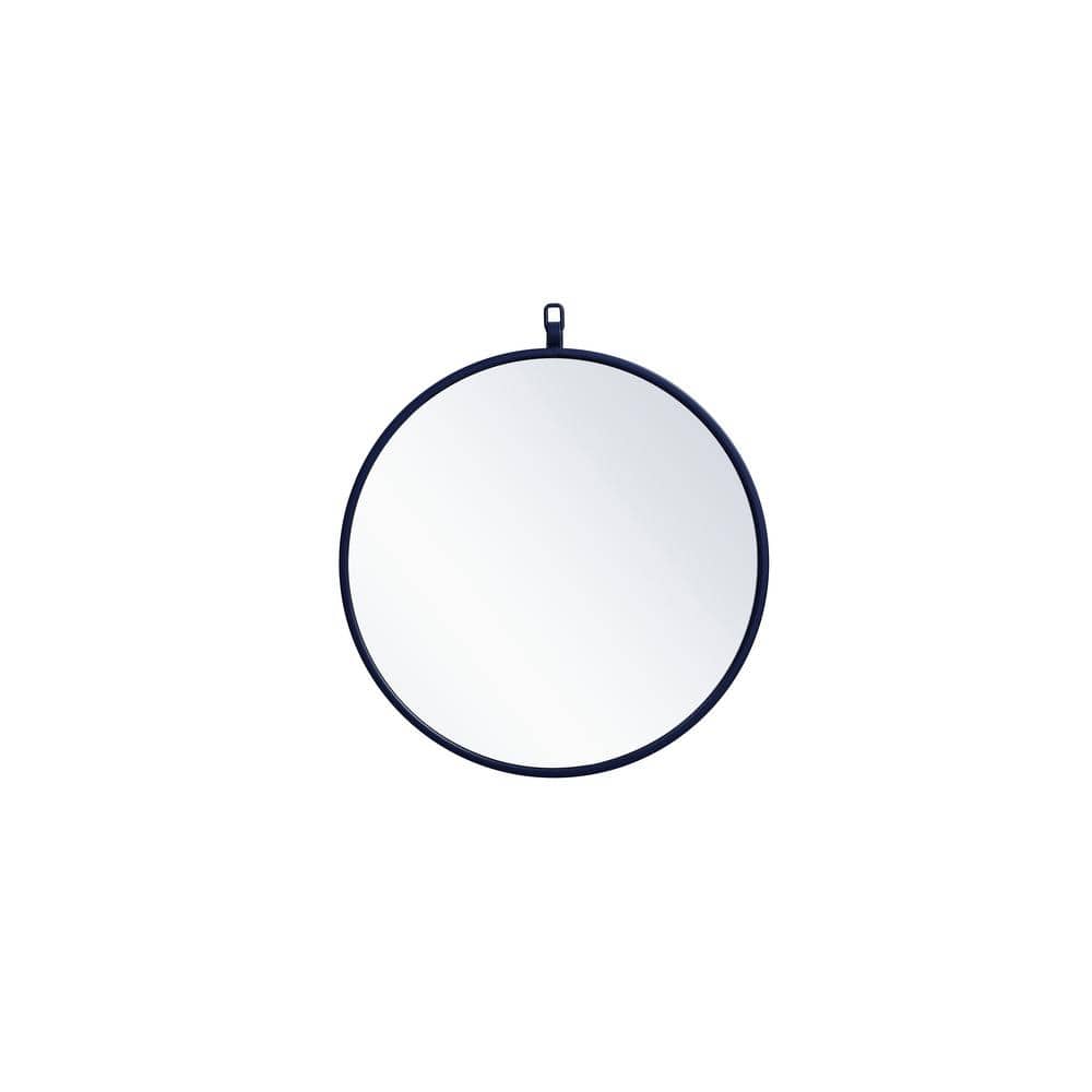 Small Round Blue Modern Mirror (18 in. H x 18 in. W)