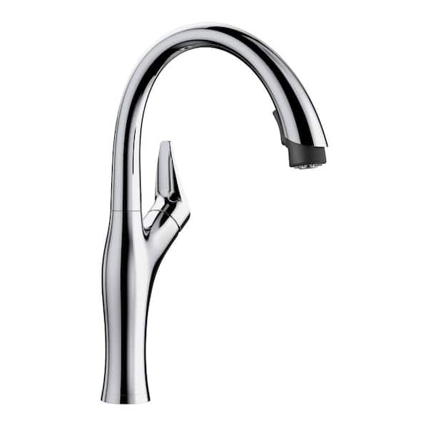 Blanco ARTONA Single Handle Gooseneck Kitchen Faucet with Pull-Down Sprayer in Chrome