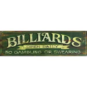 Charlie Distressed Billiards Open Daily Wood Wall Art