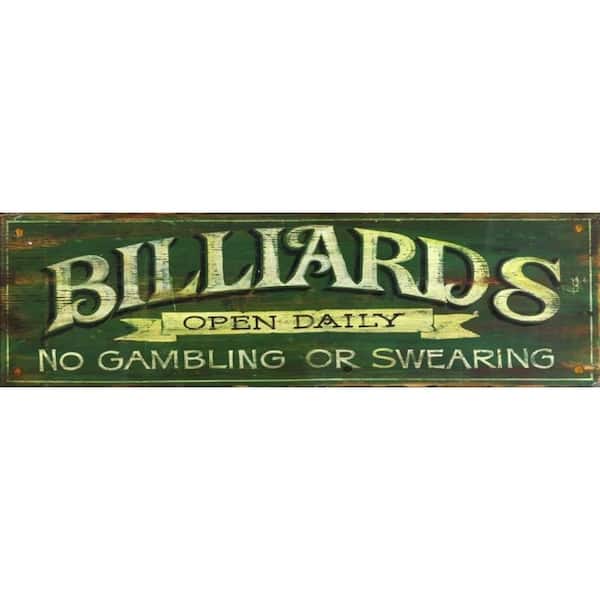 HomeRoots Charlie Distressed Billiards Open Daily Wood Wall Art