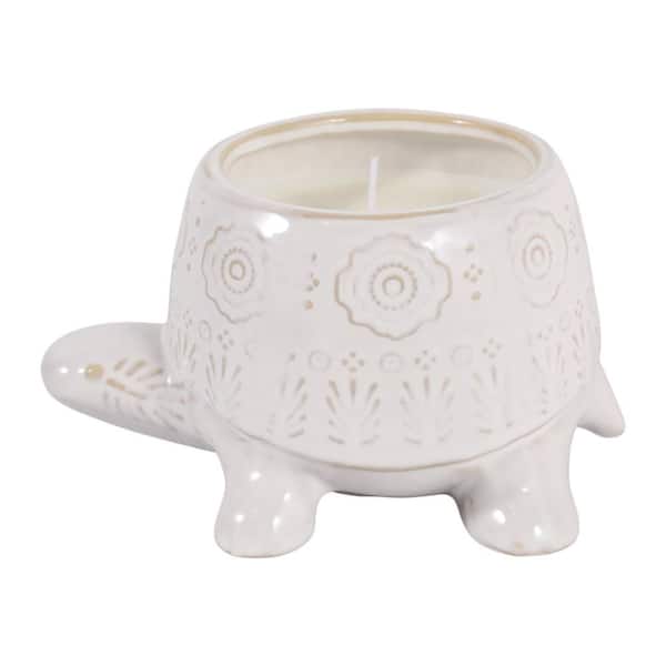 4.25 in. White Ceramic Lavender Scented Turtle Candle 12 Oz