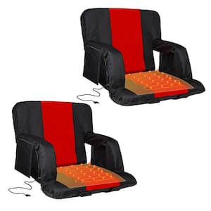 20 in. Portable Heated Stadium Seats with Adjustable Padded Backrest, Armrests and 3-Pockets (2-Pack)