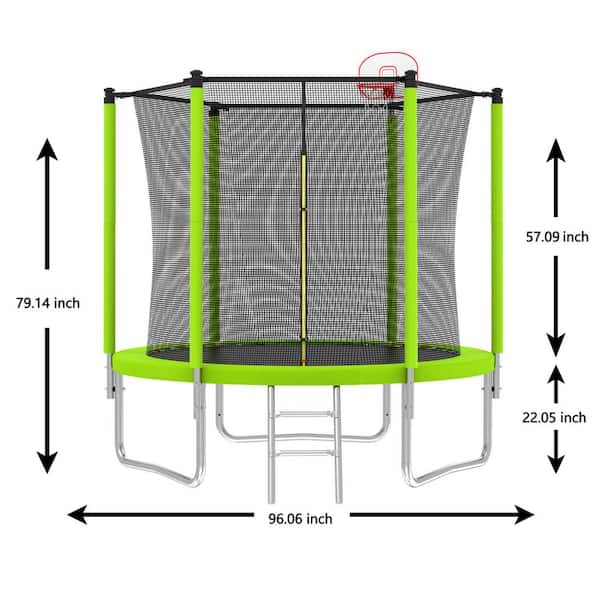 Sudzendf Green 8 ft. Outdoor Trampoline for Kids and Adults with