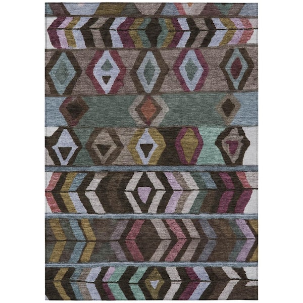 Chantille Machine Washable Indoor/Outdoor Abstract ACN2721 Brown 8 ft. x 10 ft. Area Rug