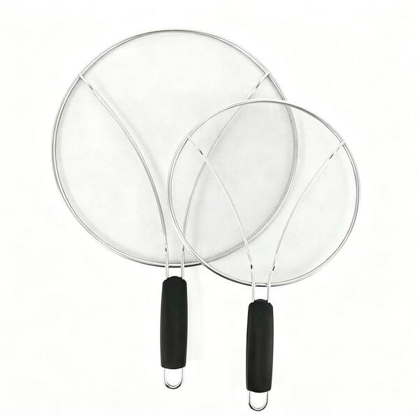 Stainless Steel Splatter Screen Set of 2, 13 in and 9.84 in, Heavy Duty Grease Guard for Frying Pans