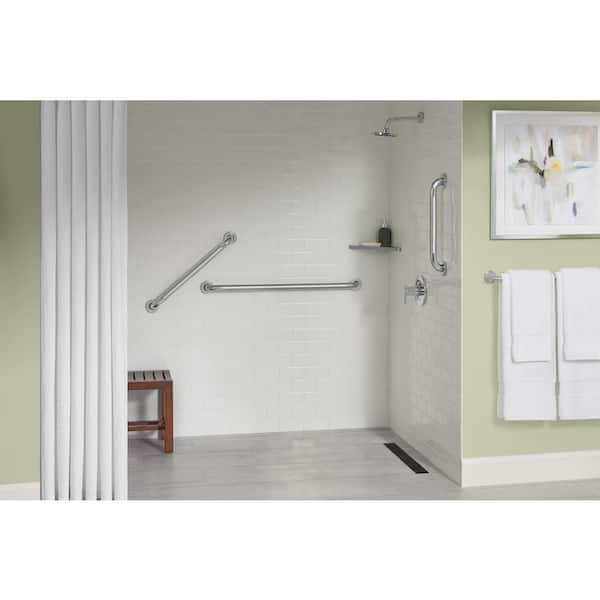 18 in. x 1-1/2 in. 24 in. x 1-1/2 in. and 36 in. x 1-1/2 in. Concealed Peened Grab Bar Combo in Polished Stainless Steel