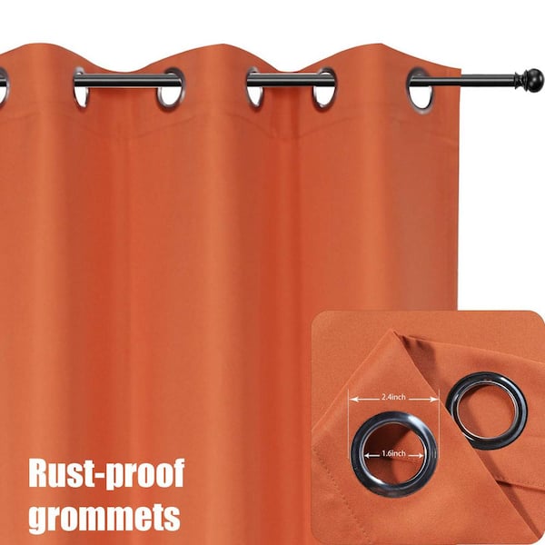ITOPFOX Water Resistant Outdoor Grommet 1 Panel Curtains for Patio with Privacy Sunlight Blocking Curtains for Porch (Orange)