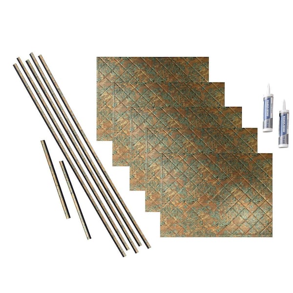 Fasade Easy Installation Quilted Cracked Copper Backsplash Panel for Kitchen and Bathrooms (18 sq ft Kit) Fasade Easy Installation Quilted Cracked Copper Backsplash Panel for Kitchen and Bathrooms (18 sq ft Kit)
