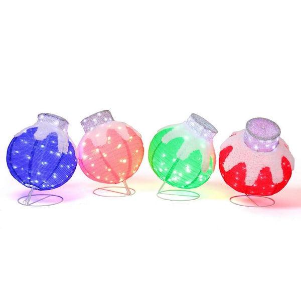4PCS 15 in. Lighted Ball Christmas Decorations with 320 LED Lights