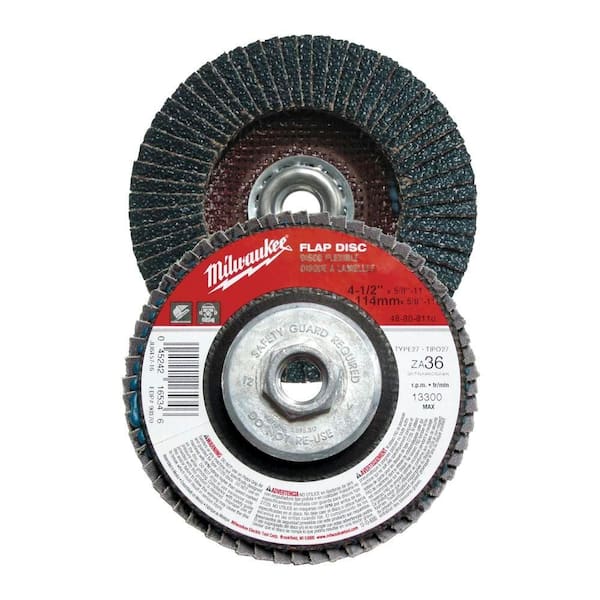 Milwaukee 4-1/2 in. x 5/8 in.-11 in. 36-Grit Flap Disc (Type 27)