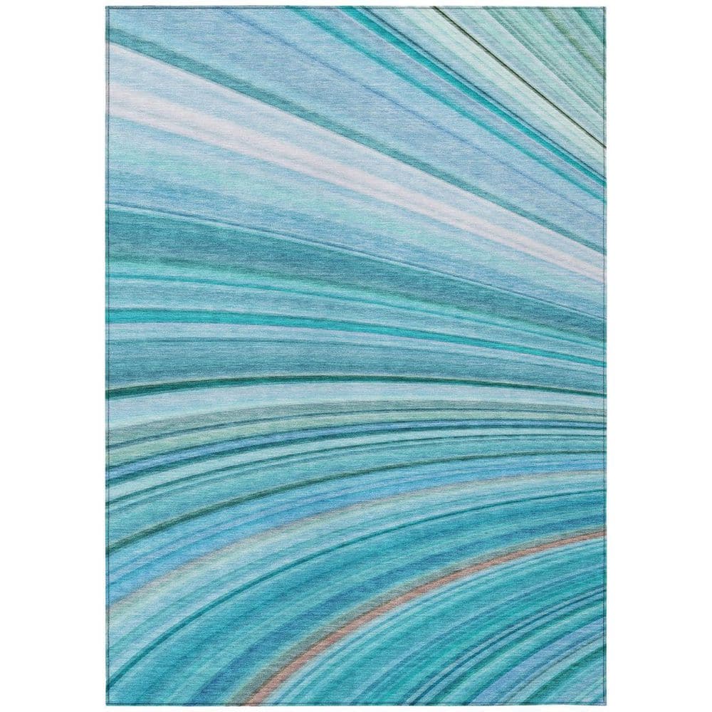 Teal Blue, Aqua, Blue 9 ft. x 12 ft. Woven Abstract Polyester Rectangle Indoor / Outdoor Area Rug price history on PriceWatchPro