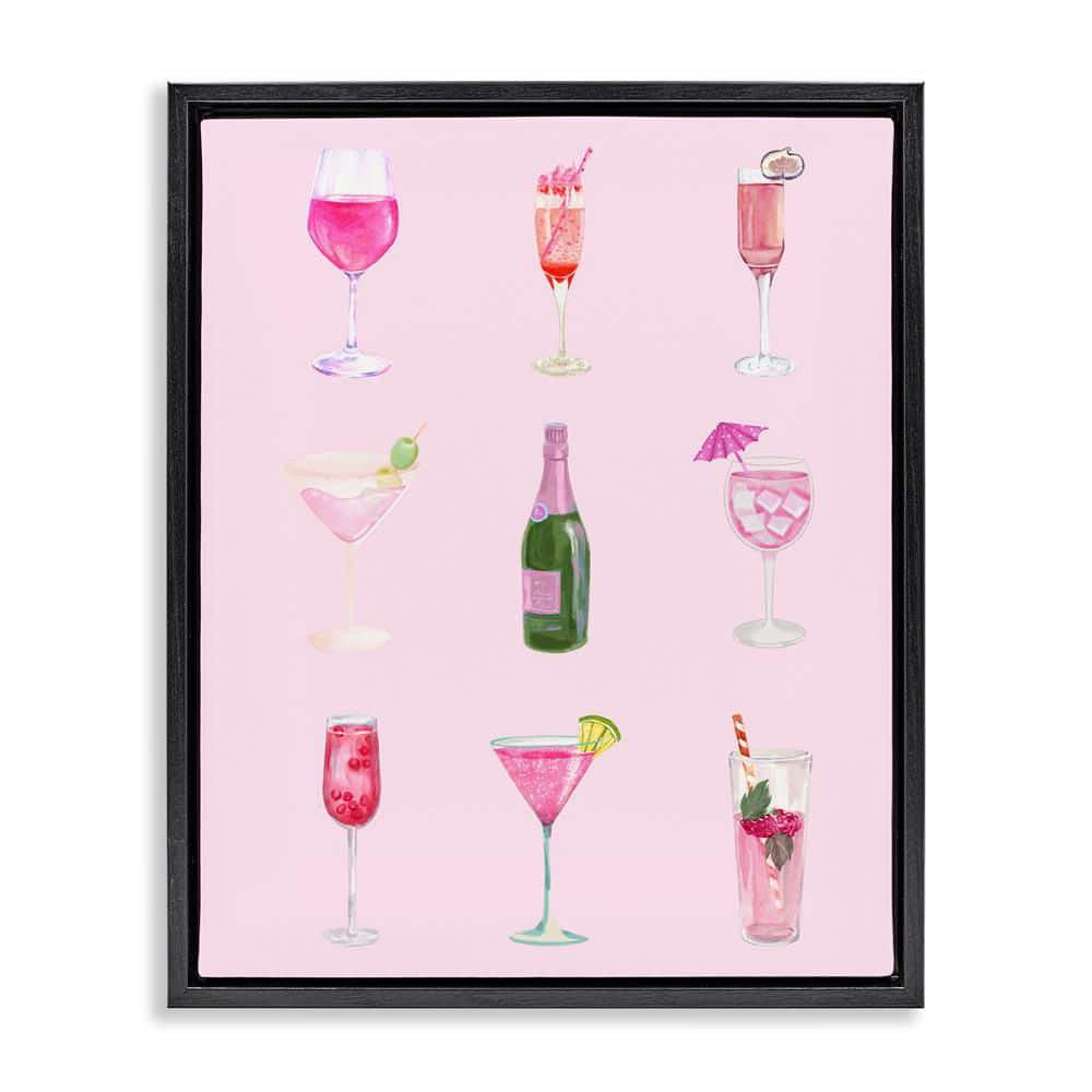 Various Pink Drinks by House of Lulu Black Floater Frame Food Graphic Art Print 21 in. x 17 in. price history on PriceWatchPro