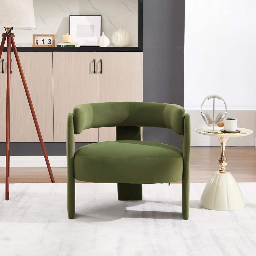 Noble House Giona Green Velvet Mid-Century Modern Arm Chair, Comfy