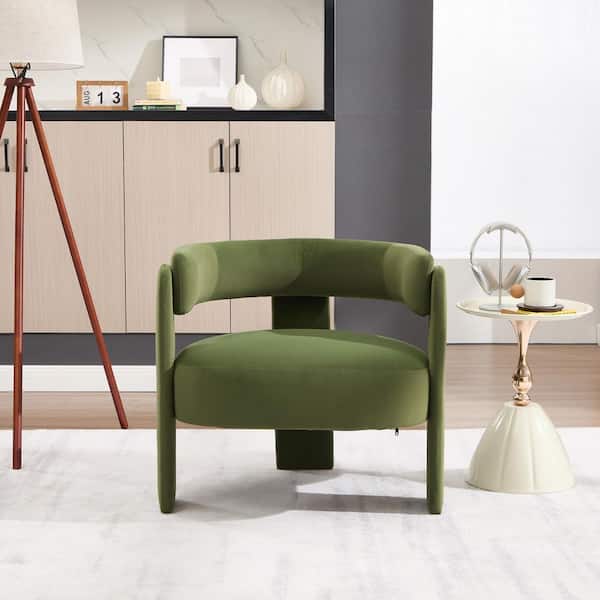 Giona Green Velvet Mid-Century Modern Arm Chair, Comfy Single Sofa Chair