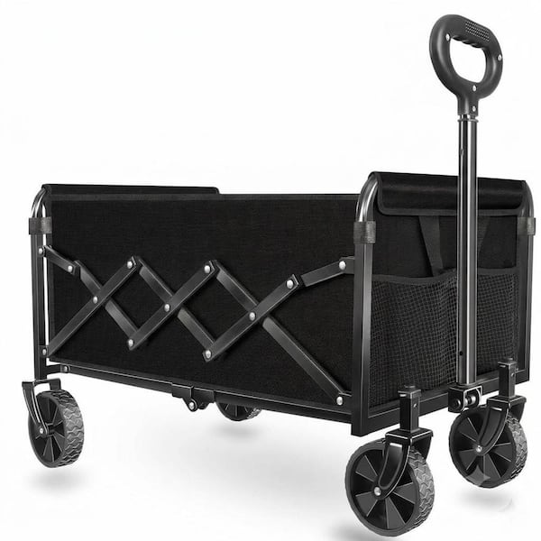 4.24 cu. ft. Alloy Steel Collapsible Utility Garden Cart Foldable with Wheels for Groceries Shopping Camping Hauling