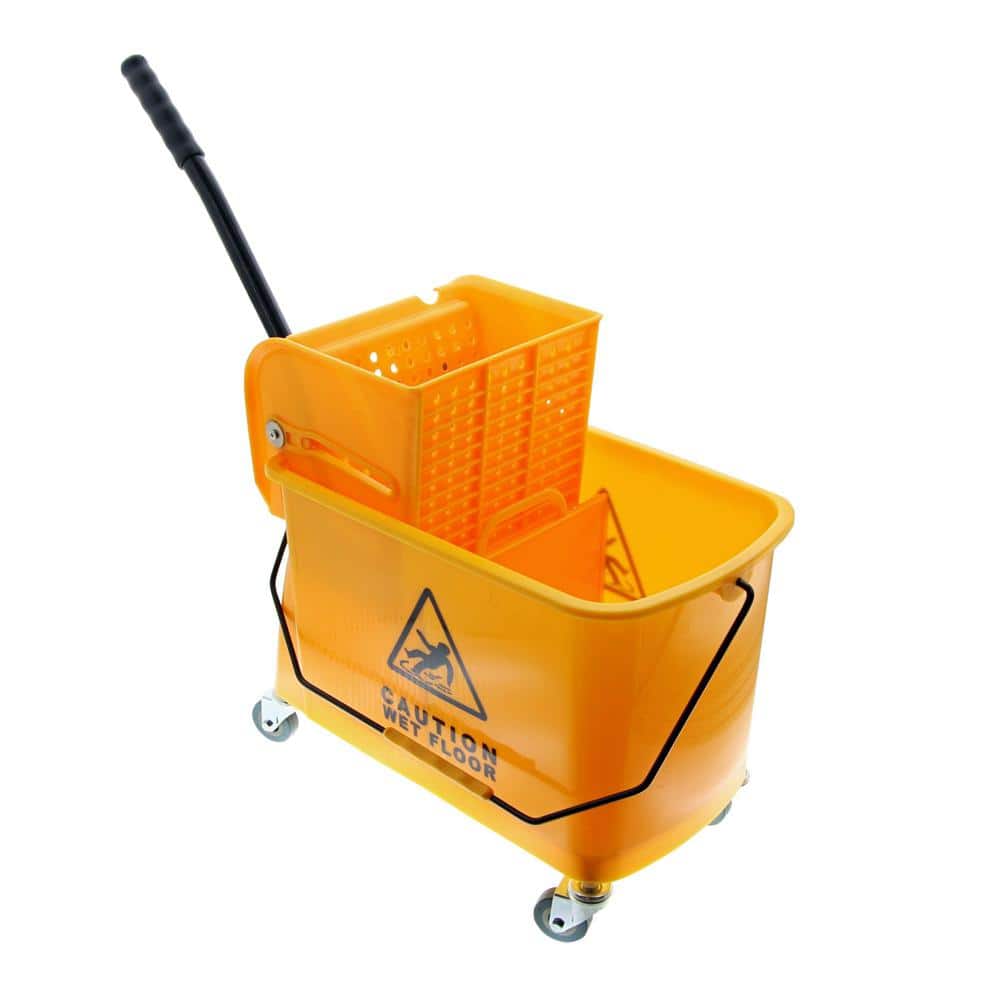 HB Smith 24 Qt. Wheeled Mop Bucket with Wringer and Removable Divider  24QSPW - The Home Depot