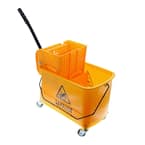 24 Qt. Wheeled Mop Bucket with Wringer and Removable Divider