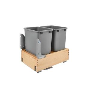 19.25 in. H x 14.25 in. W x 21.75 in. D Double 35 Qt. Pull-Out Bottom Mount and Silver Waste Container with Rev-A-Motion