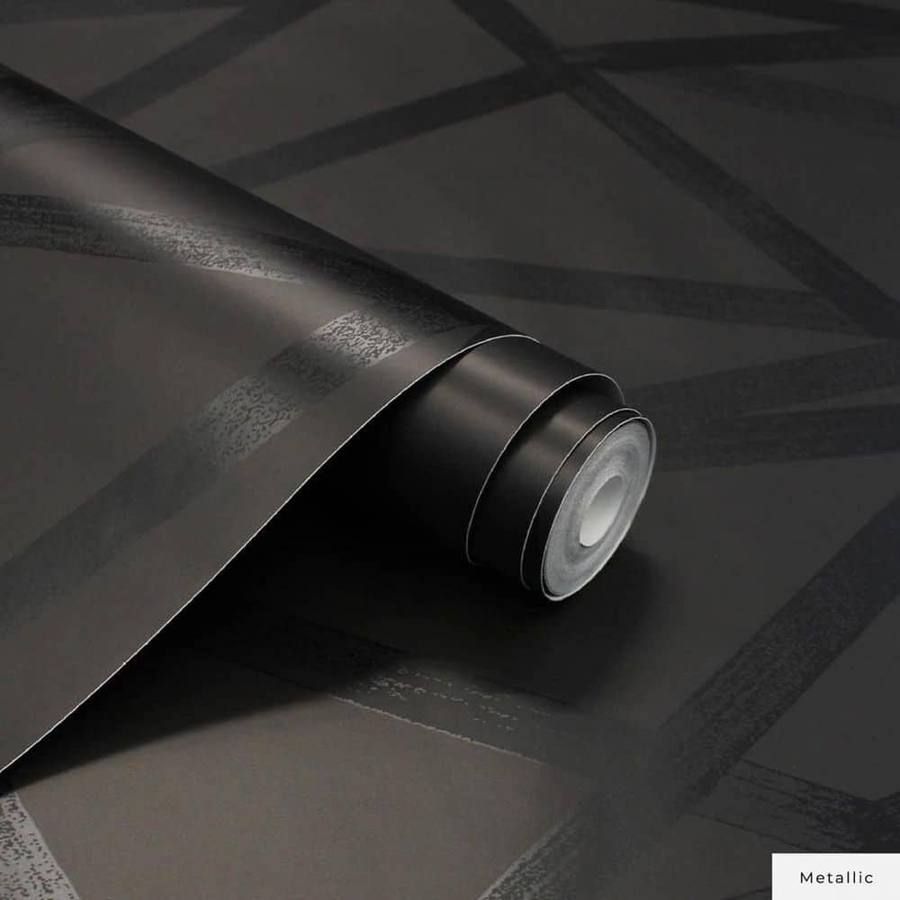Black Geometric Self-Adhesive Peel and Stick Wallpaper Roll