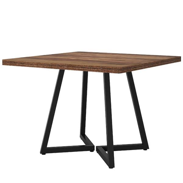 Moronia Rustic Brown Wood 31.5 in. Trestle Dining Table Seats 4, Square Dining Table for Dining Room, Small Space