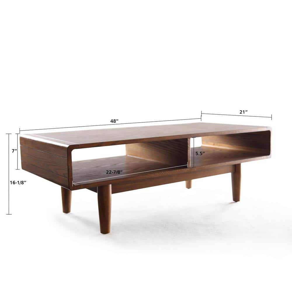 Devon Deco Walnut Mid-Century Coffee Table with Brass Caps