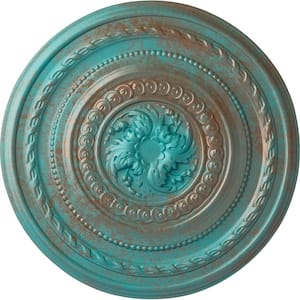 1-1/2 in. x 26-1/4 in. x 26-1/4 in. Polyurethane Pearl Ceiling Medallion, Copper Green Patina