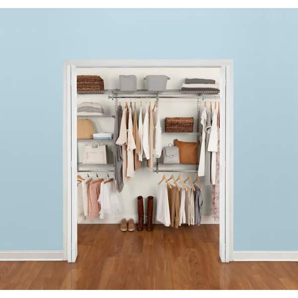 Rubbermaid Configurations Deluxe Closet Kit, White, 3-6 Ft. & Expandable  Closet Shelf Kit, 2-4 ft., White, for