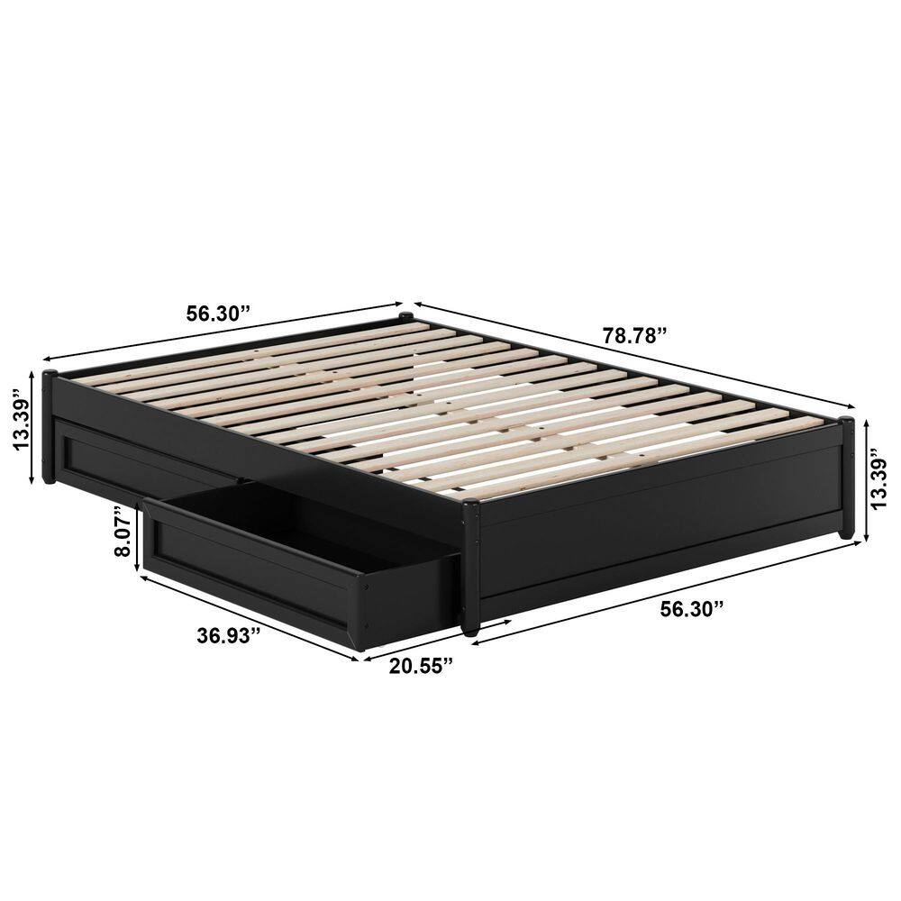 Barcelona Black Solid Wood Frame Queen Panel Platform Bed with Storage Drawers - thumbnail 9