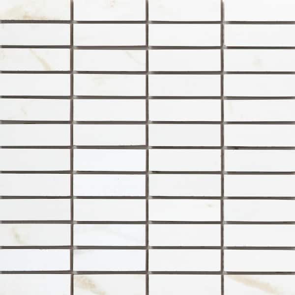 EMSER TILE Visconde Oro 12 in. x 12 in. Rectangular, Stacked Matte Porcelain Mosaic Floor and Wall Tile (0.95 sq. ft./Case, 1 pc)