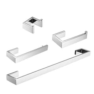 4-Pieces Bathroom Accessories Set Stainless Steel Wall Mounted in Polish Nickel