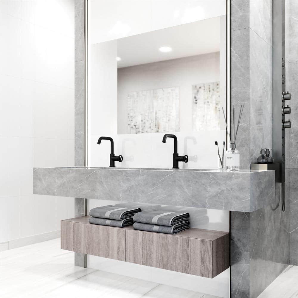 Cass 9'' High Aerodynamic Wheel Handle Matte Black Bathroom Faucet