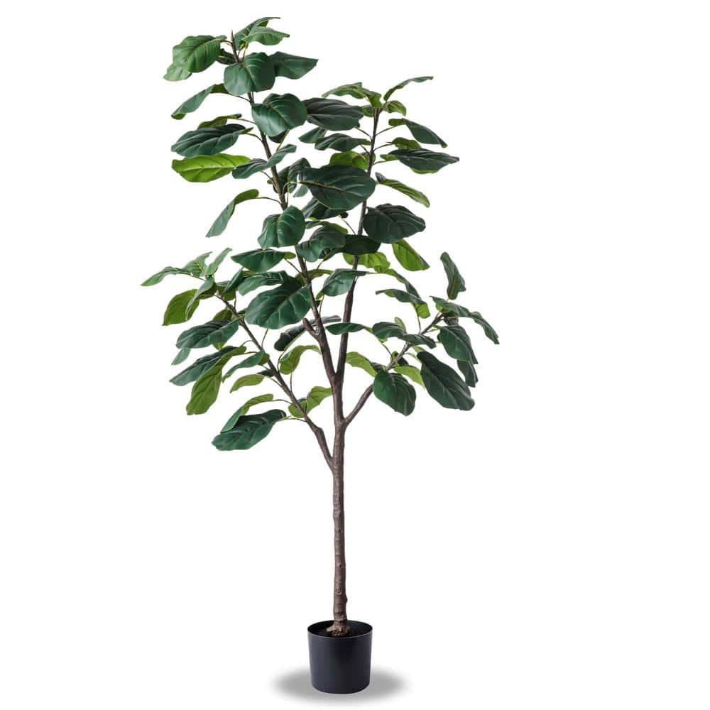FOREVER LEAF 72 in. Faux Fiddle Leaf Artificial Fig Tree with 4