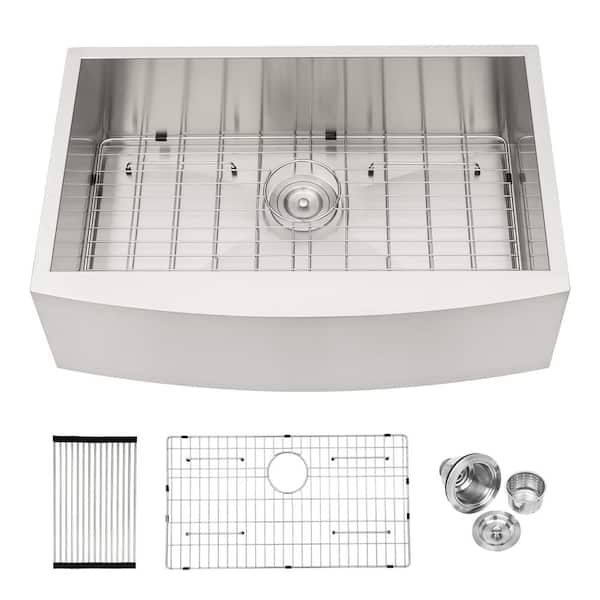 33" x 20" x9 in. Stainless Steel Apron Front Farmhouse Kitchen Sink Single Bowl Drop-In/Undermount Requires Installation