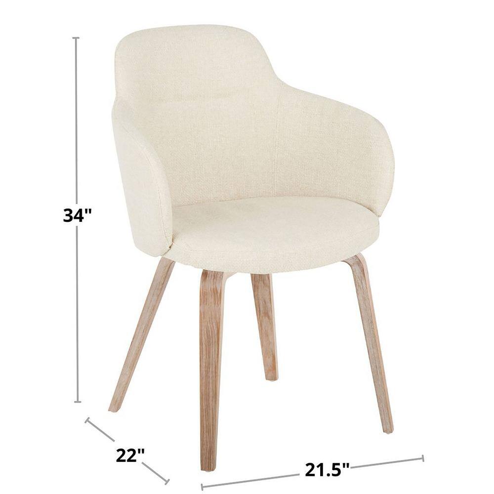 Beige Upholstered Wood Arm Chair Set of 2