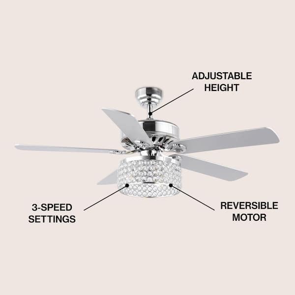 JONATHAN Y Kristie 52 in. 3-Light Chrome Crystal/Metal