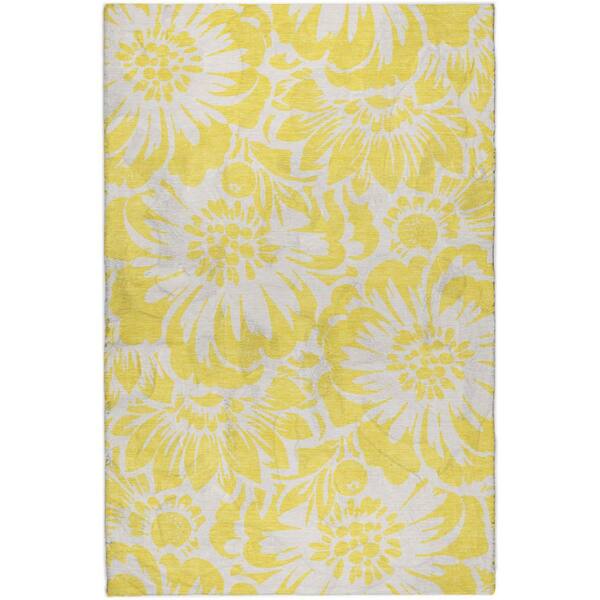 Dream Shag Premium Machine Washable Abstract ADS551 Yellow 3 ft. x 5 ft. Area Rug