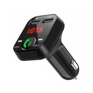 All Purpose Dual USB Car Adaptor Fast Charger and Bluetooth in Black - (1-Pack)