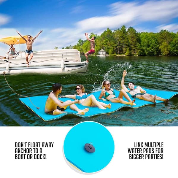 Gymax 12 ft. Floating Water Pad Mat 3-Layer Foam Floating Island for Pool  Lake Blue GYM07721 - The Home Depot