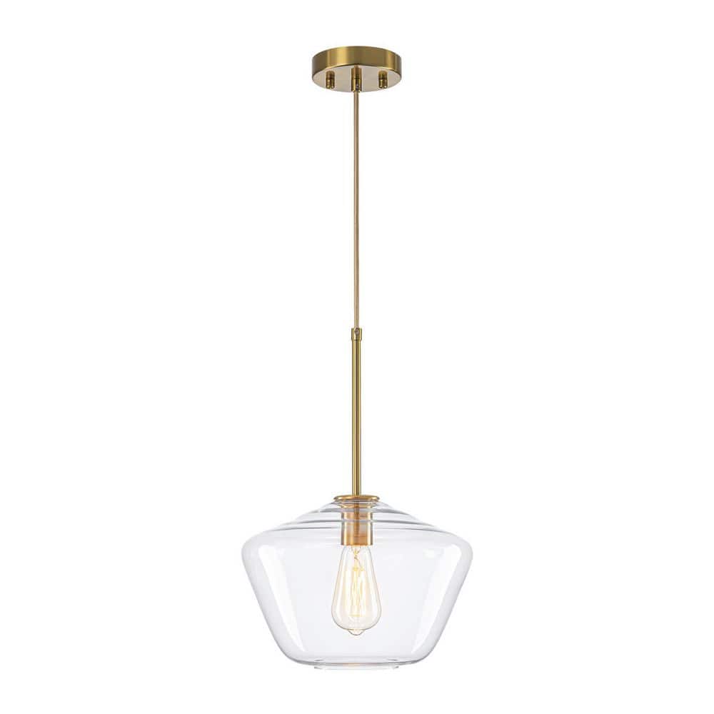 Modern 11.8 in. 1-Light Brass Adjustable Cord Island Pendant Light with Clear Geometric Diamond Glass Shade price history on PriceWatchPro