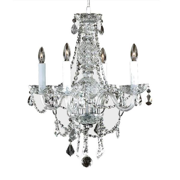 Glow Lighting Crystal Palace Collection 4-Light Chrome Chandelier