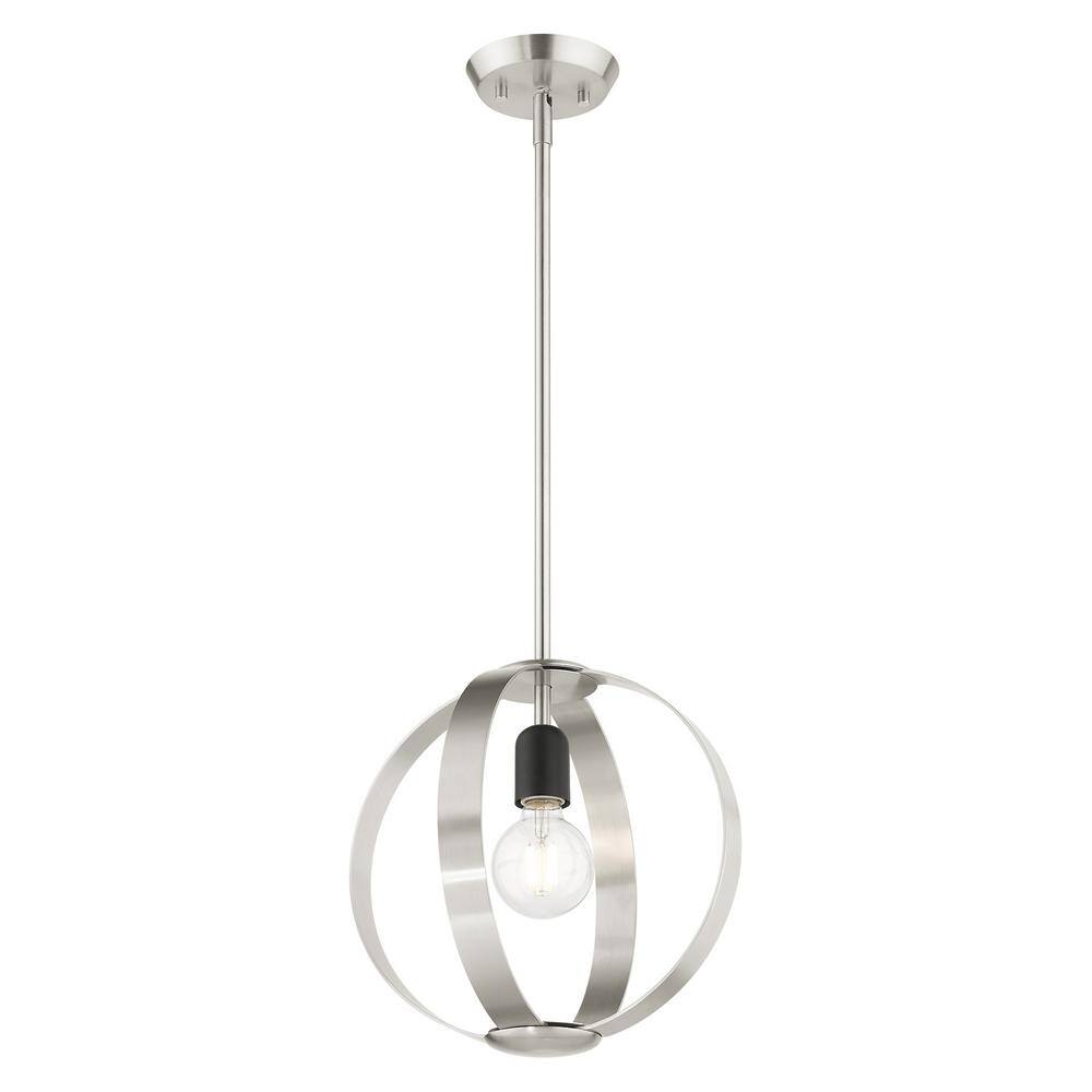 Modesto Mid-Century Modern Brushed Nickel Steel Pendant Light