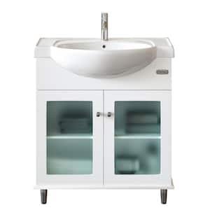 Tux 36 in. W x 14.7 in. D x 33 in. H Single Bath Vanity in White with White Porcelain Top with White Sink