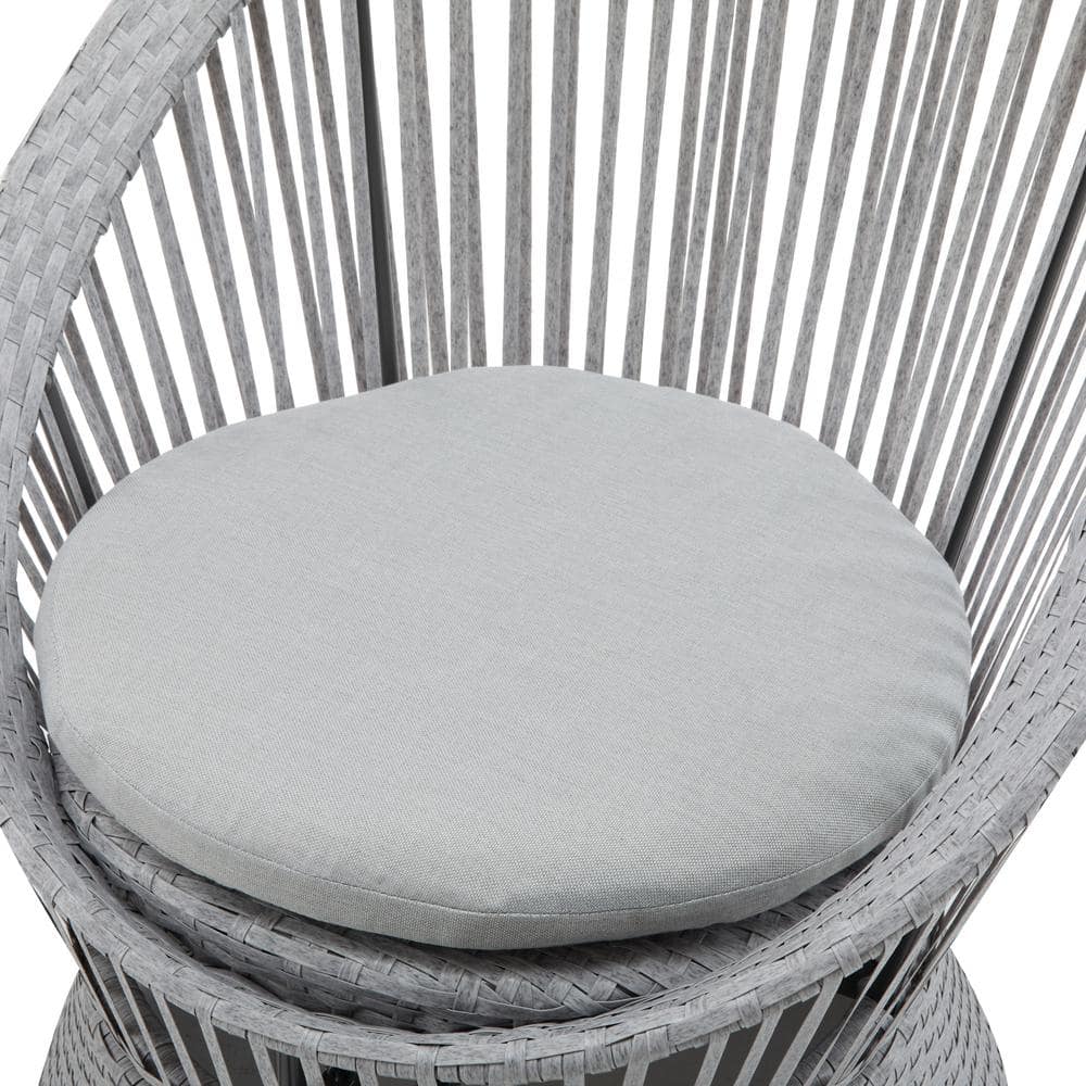 Avalon Light Gray PE Rattan and Iron Outdoor Lounge Chair with Cushions